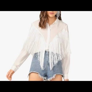 White Western/Boho Blouse